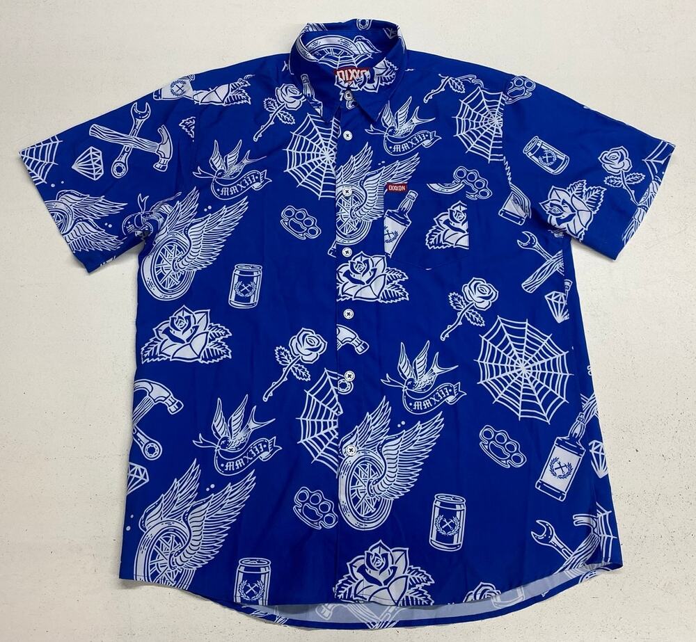 Men Dixxon Flannel Company Party Boy all-over graphic performance button shirt L